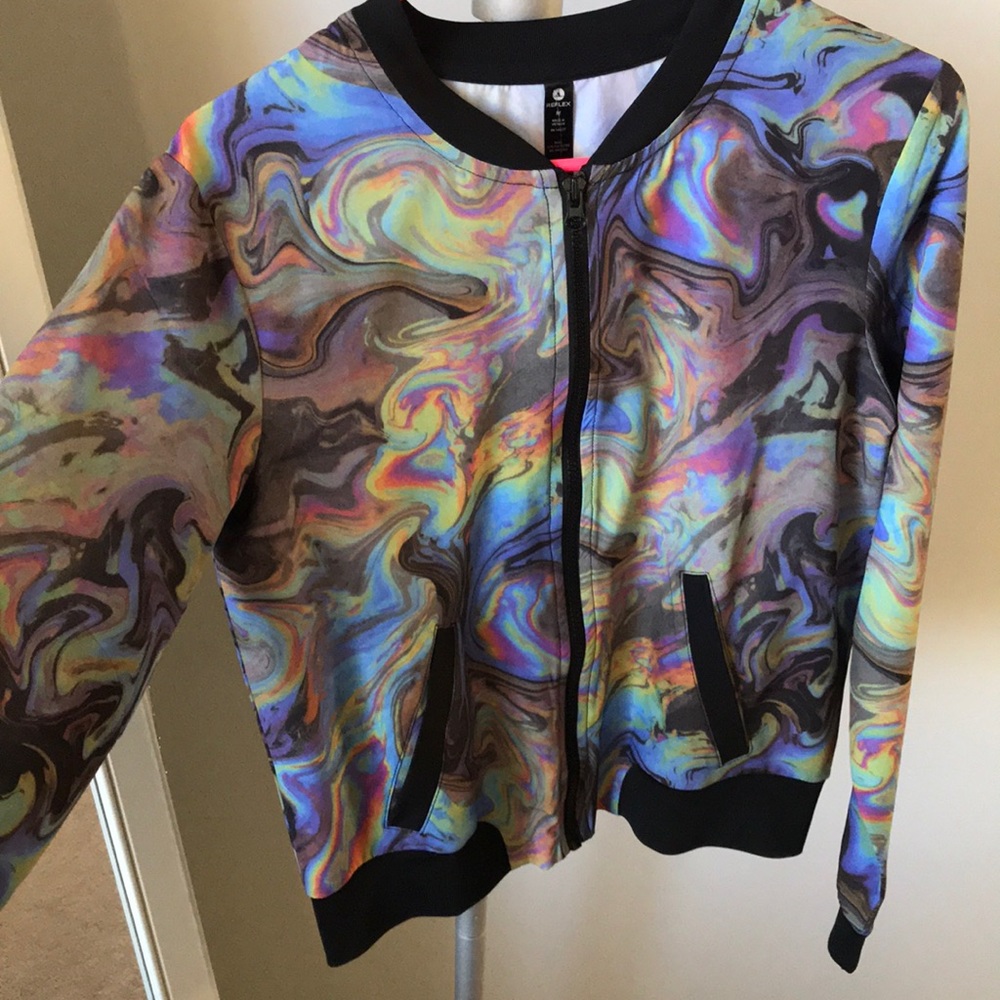 zip up, multicolor workout jacket (NEVER WORN)